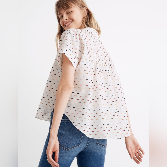 Madewell - Hilltop Shirt in Rainbow Clipdot AD631Size Large White with Dots